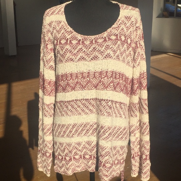 Knox Rose Sweaters - Knox Rose Plum, deep Rose and cream knit top